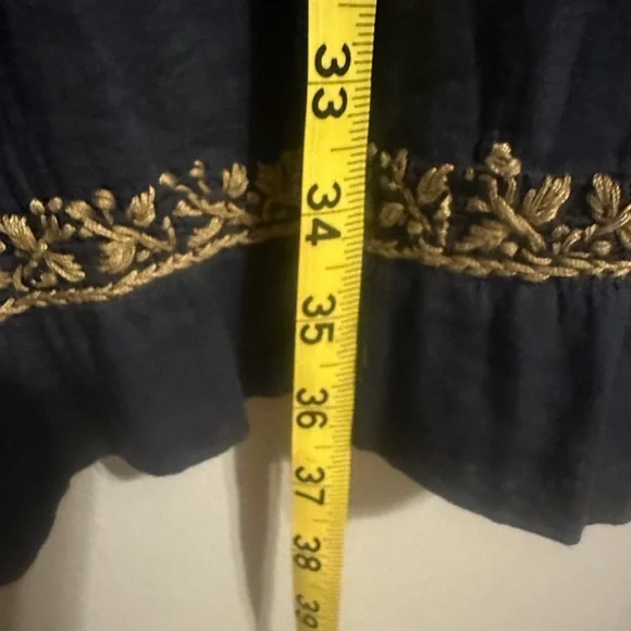 Roberta Roller Rabbit Dark Navy Bespoke Faith Dress with beige embroidery size M - Picture 11 of 15